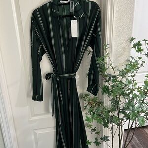 Striped green shirt dress